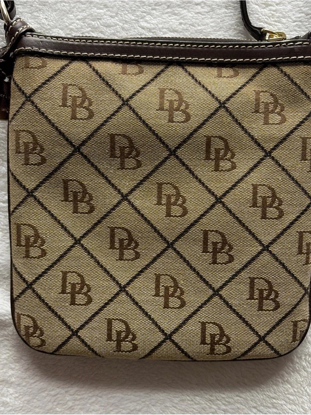 Y2K Dooney & Bourke Brown Monogram Canvas Messenger Bag